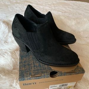 Ankle black suede heeled